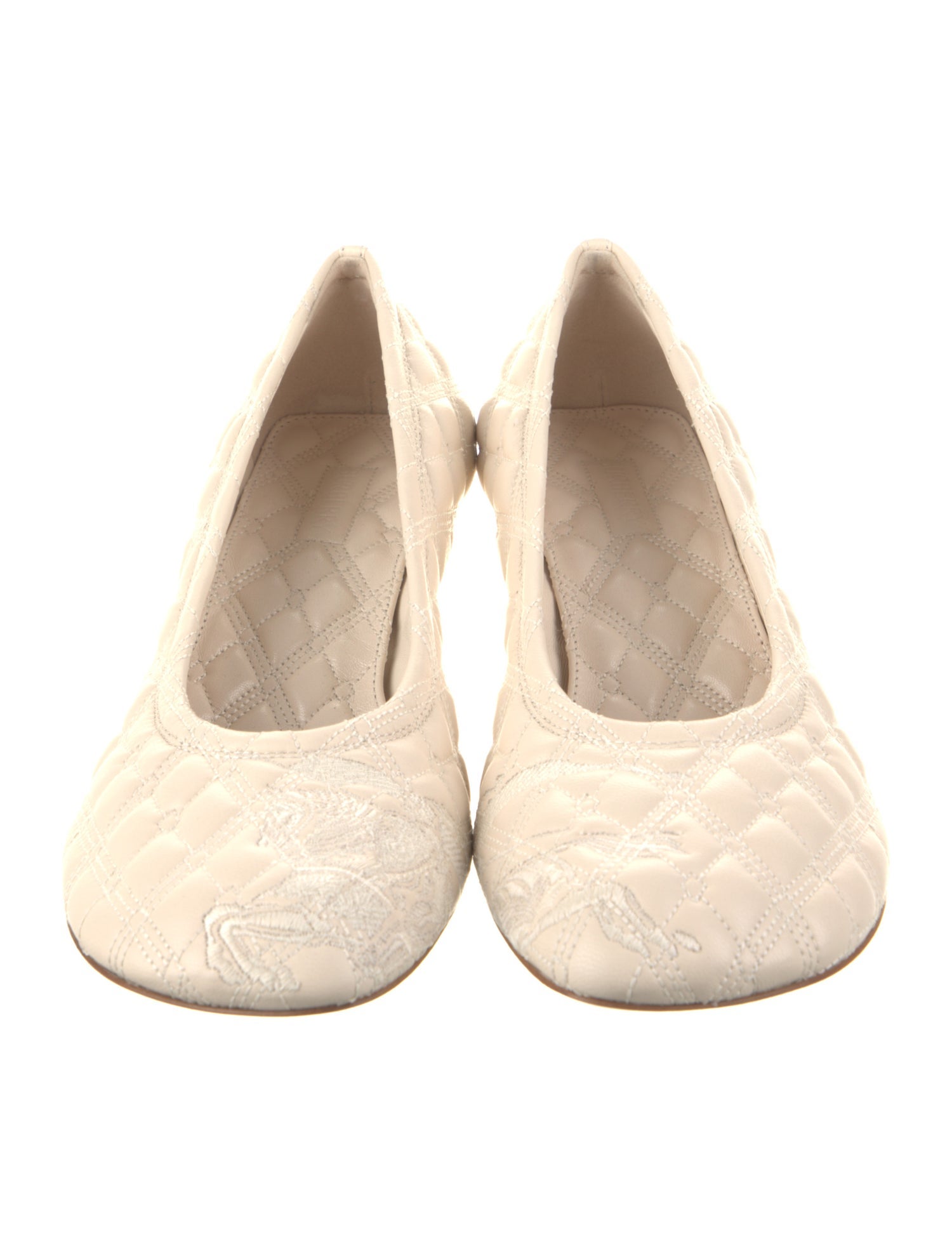 Burberry Leather Embroidered Accent Pumps